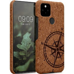 KWmobile Σκληρή Θήκη Google Pixel 5 - Light Brown Cork / Navigational Compass (60974.01)