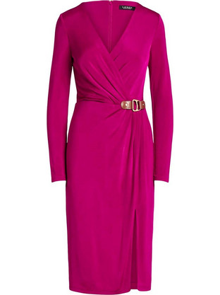 Lauren Ralph Lauren Midi Φόρεμα για Γάμο / Βάπτιση Κρουαζέ Φούξια 253908883001-601