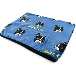 Πετσέτα Μικροϊνών με Σχέδιο Σκυλάκι Bulldog 100x80cm OEM - Μπλε