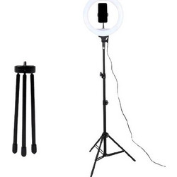 Ring Light 26cm 2500-4500K με 2 Τρίποδα (Επιτραπέζιο & Δαπέδου) και Βάση για ΚινητόΚωδικός: U230251-2ΧTR