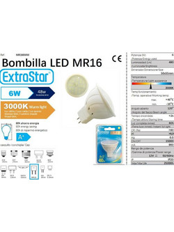 Λάμπα LED για Ντουί MR16 6W 480LM Θερμό Λευκό 3000K ExtraStar AMR166WW