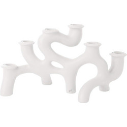 Κηροπήγιο Swirls L PT3907WH 20x14,5x35cm White Present Time Πολυρεσίνη
