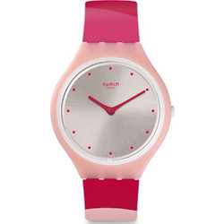 Swatch Skinset Γυναικείο Ρολόι με Ροζ Καουτσούκ Λουράκι SVOP101