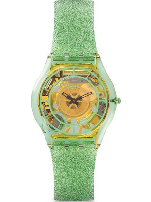 Swatch Γυναικείο Ρολόι με Πράσινο Καουτσούκ Λουράκι SFG106