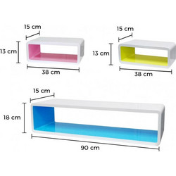 Σετ 3 Ορθογώνια Ράφια Τοίχου με 3D Εφέ MWS1819
