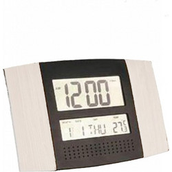 Ρολόι τοίχου/επιτραπέζιο Virtime 28cm ασημί με θερμόμετρο 1828/00