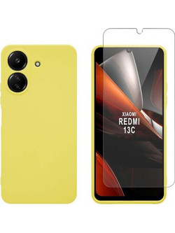 Redshield Redmi 13C / Poco C65 TPU Case & Tempered Glass Yellow Σετ - Θήκη Κινητου & Προστατευτικό Οθόνης