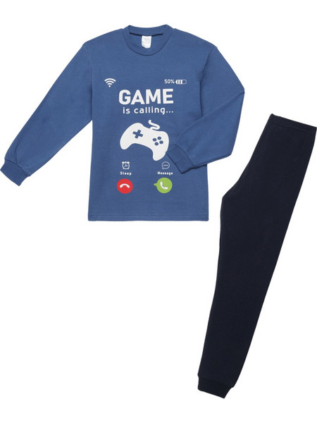Pretty Baby Game Παιδική Πιτζάμα Βαμβακερή Χειμωνιάτικη Μπλε Navy Μπλε 63873