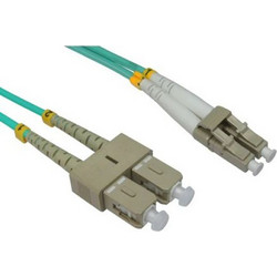 Fiber duplex patch cable, OM3, 50/125 LC-SC, aqua, 2m