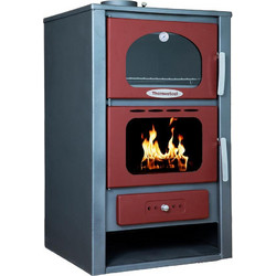 Thermosteel X100 Grey Red Ατσάλινη Ξυλόσομπα με Φούρνο 16.5kW