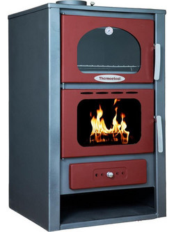 Thermosteel X100 Grey Red Ατσάλινη Ξυλόσομπα με Φούρνο 16.5kW