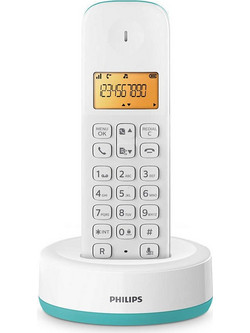 Philips D1601T/34 Ασύρματο Τηλέφωνο Λευκό Τιρκουάζ
