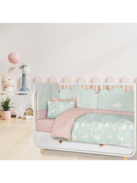 Das Home Fun Baby 4867 Σετ Βρεφικά Σεντόνια Κούνιας Βαμβακερά 130x170 Mint/Somon