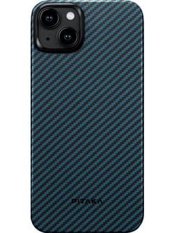 Pitaka MagEZ Case 4 - MagSafe Θήκη Aramid Fiber Body Apple iPhone 15 Plus - 1.15mm - 1500D - Black / Blue / Twill (KI1508M)