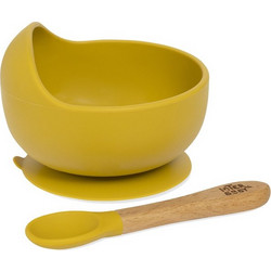 Interbaby Βρεφικό Σετ Φαγητού Σιλικόνης & Bamboo Earth Ocher 2τμχ SI001-75