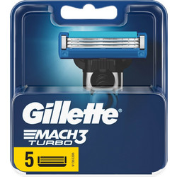Gillette Mach 3 Turbo Ανταλλακτικά Ξυραφάκια με 3 Λεπίδες & Λιπαντική Ταινία 5τμχ