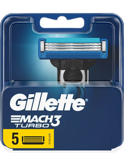 Gillette Mach 3 Turbo Ανταλλακτικά Ξυραφάκια με 3 Λεπίδες & Λιπαντική Ταινία 5τμχ