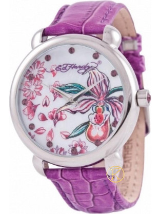 Ed Hardy Garden Purple Γυναικείο Ρολόι με Μωβ Δερμάτινο Λουράκι GN-PU