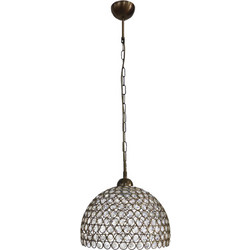 Heronia Lighting Chris Κρεμαστό Φωτιστικό Οροφής με Κρύσταλλα Μονόφωτο E27 Μπρονζέ 01-0280