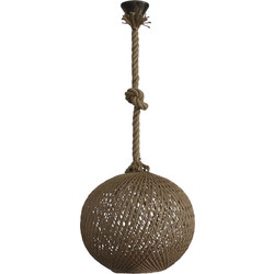 Heronia Lighting Κρεμαστό Φωτιστικό Οροφής Πλέγμα με Σχοινί Μονόφωτο E27 Καφέ Silk-02 31-1150