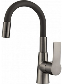 Inter Ceramic Μπαταρία Νιπτηρας Alisado Gun Gray Ανθρακί (7113GG)