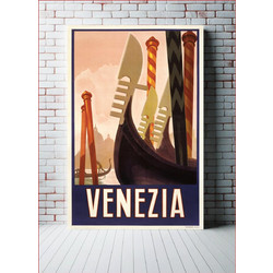 Πίνακας, Venezia (1920) poster of gondolas on a canal in Venice