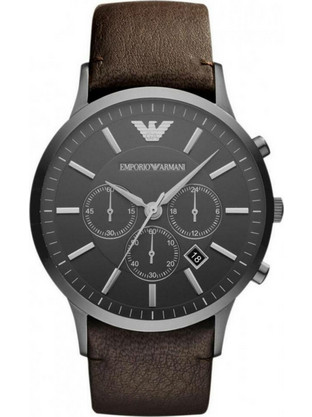 Emporio Armani Sportivo Ανδρικό Ρολόι Χρονογράφος με Καφέ Δερμάτινο Λουράκι AR2462