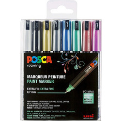 Uni-Ball Μαρκαδόροι Posca Extra Fine Tip Pen Metallic Colors 8τμχ