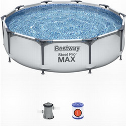 Bestway Steel Pro 56406 Πισίνα Πλαστική με Μεταλλικό Σκελετό & Αντλία Φίλτρου Φ305x76cm