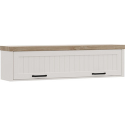 VERNE ΡΑΦΙ ΤΟΙΧΟΥ ΚΡΕΜΑΣΤΟ 137.9x30x35cm χρώμα Λευκό-Φυσικός Δρυς