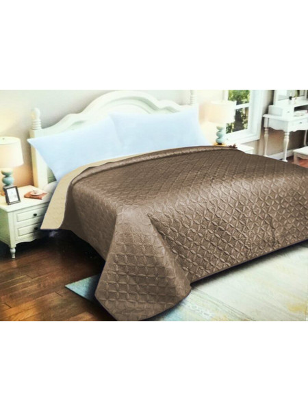 Κουβερλί Υπέρδιπλο Microfiber Διπλής Όψης Ρόμβος Γαρύφαλλο 220x240 - Εκρού