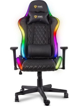 Yenkee Stardust Καρέκλα Gaming Δερματίνης με Ρυθμιζόμενα Μπράτσα και RGB Μαύρη Πολύχρωμη YGC 300RGB