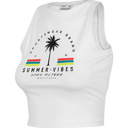 4F Γυναικείο Αθλητικό Crop Top Λευκό H4L22-TSD050-10S