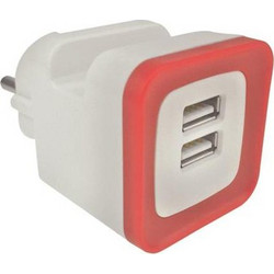 ΑΝΤΑΠΤΟΡΑΣ ΑΠΟ ΣΟΥΚΟ ΣΕ 2 USB 5V DC 2,4A ΚΟΚΚΙΝΟ