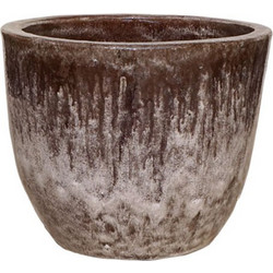 MarHome Πιθάρι Κασπώ Στρογγυλό Καφέ Αντικέ Φ37x33cm