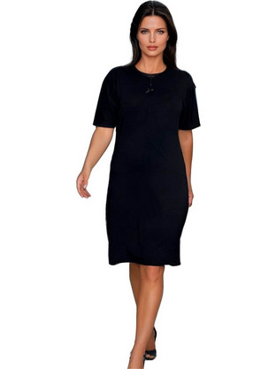 Φόρεμα Homewear Κοντό Μανίκι W5190 - ΜΑΥΡΟ
