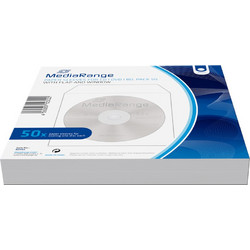 MediaRange Paper sleeves for 1 disc, with flap White Pack 50 (MRBOX65)