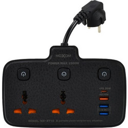 Moxom MX-ST10 Πολύπριζο Ασφαλείας με Διακόπτη και USB - Μαύρο