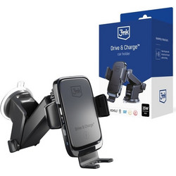3MK Drive+ampCharge ηλεκτρικά ανοιγόμενη ασύρματη βάση αυτοκινήτου 15W για τοποθέτηση σε τζάμι/ταμπλό/πλέγμα