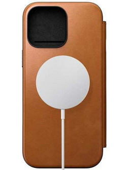 NOMAD θήκη Πορτοφόλι δερμάτινη Modern Folio Rugged rustic MagSafe για Apple iPhone 16 PRO Max 6.9 2024 - English Tan ΚΑΦΕ - NM01673385