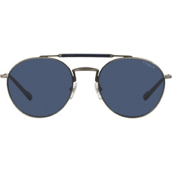 Vogue VO4240S 5136/80 Ανδρικά Γυαλιά Ηλίου Στρογγυλά Κοκάλινα Μεταλλικά Ασημί με Μπλε Φακό