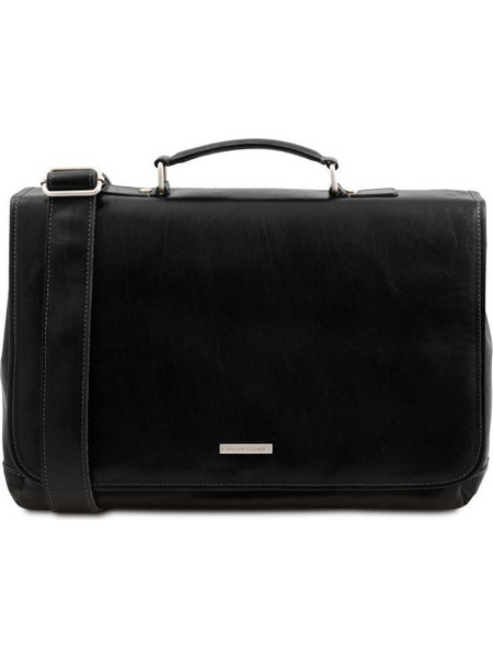 Ανδρική Τσάντα Δερμάτινη Mantova με Smart Connect 15.6 ίντσες Tuscany Leather TL142068 Μαύρο