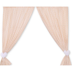 Κουρτίνες Βρεφικού Δωματίου με Τρέσα - Hanging Hearts white dots on beige