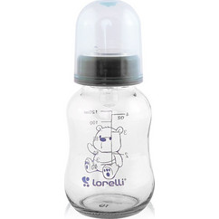 Lorelli Moonlight Γυάλινο Μπιμπερό με Θηλή Σιλικόνης 0-6m Blue 120ml