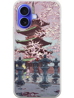 Θήκη Ukiyo-e - Cherry Blossom iPhone 16 Flexible TPU (Διάφανη Σιλικόνη)