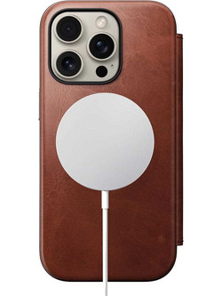NOMAD θήκη δερμάτινη Folio MODERN SE Horween MagSafe για Apple iPhone 16 Pro 6.3 2024 - Olde Dublin ΚΑΦΕ - NM01398585
