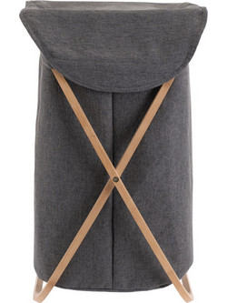 Estia ESTIA ΚΑΛΑΘΙ ΑΠΛΥΤΩΝ BAMBOO ESSENTIALS 40x40x70cm ΜΕ ΘΗΚΗ ΠΟΛΥΕΣΤΕΡΑ ΠΤΥΣΣΟΜΕΝΟ ΓΚΡΙ