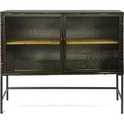 Vintage Μεταλλικό Ερμάριο με Γυάλινα Πορτάκια 110x40x90 εκ. Zaros Ep504