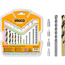 INGCO AKSDB1901 Συλλογή Τρυπάνια και Μύτες Σετ 19 Τεμ Yellow,Gold,Silver