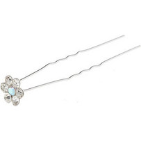 Ro-Ro Accessories Φουρκέτα μαλλιών λουλούδι με λευκό και ιριδίζον στρας 11 mm